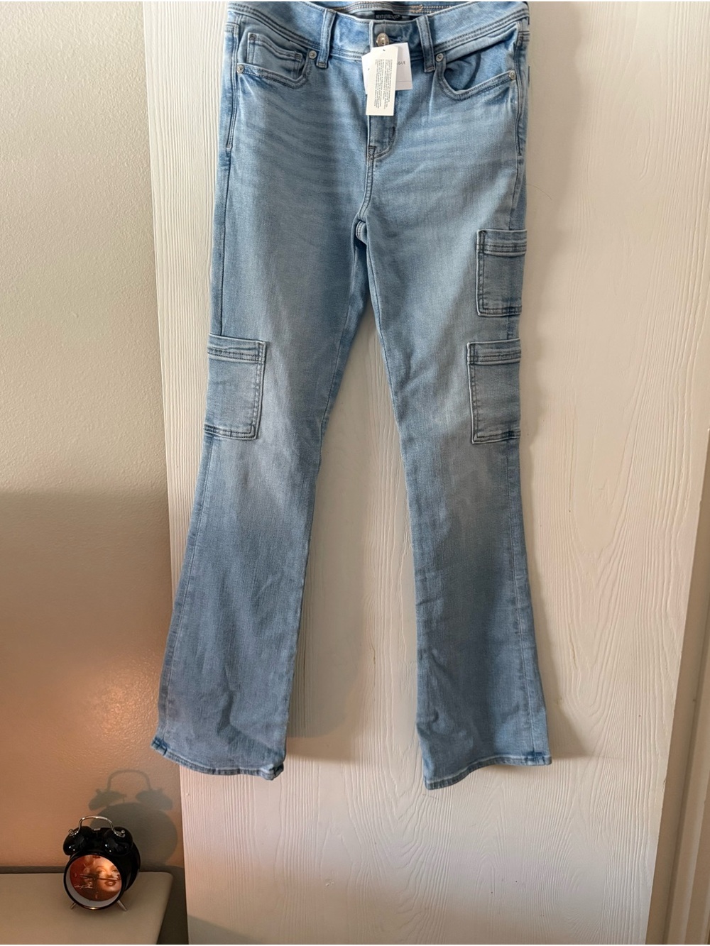 American Eagle Outfitters Light Blue Flare Cargo Jeans